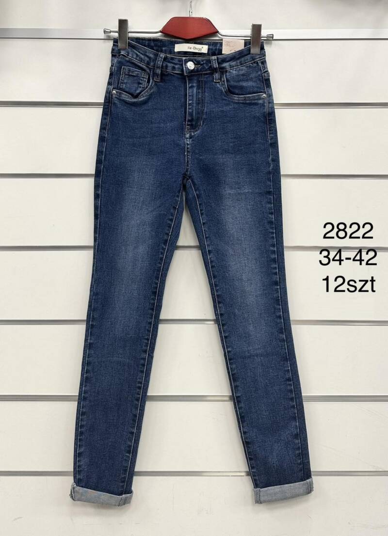 Spodnie damskie jeansy Roz 34-42, 1 Kolor Paczka 12 szt
