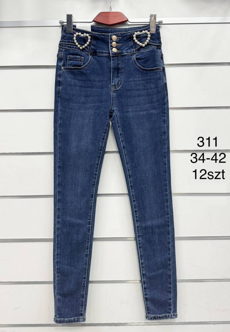 Spodnie damskie jeansy Roz 34-42, 1 Kolor Paczka 12 szt