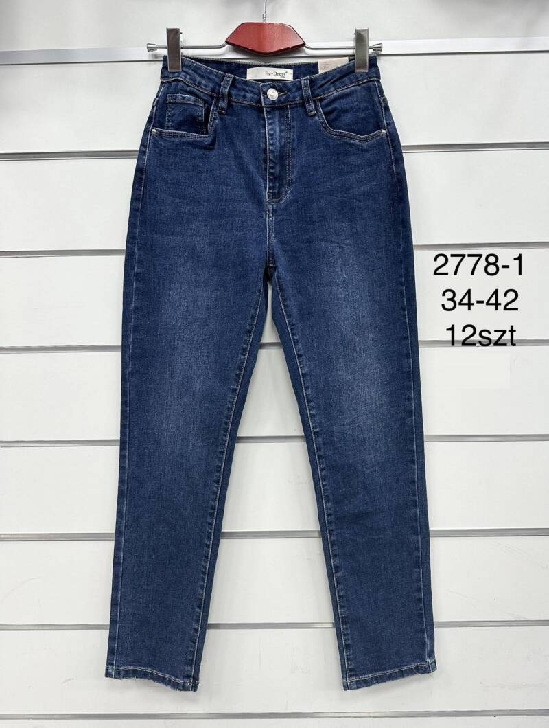 Spodnie damskie jeansy Roz 34-42, 1 Kolor Paczka 12 szt
