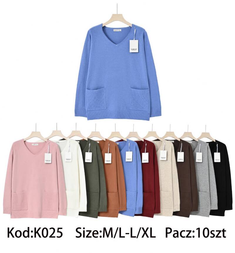 Swetry damskie Roz M/L-L/XL, Mix Kolor .Paczka 10 szt