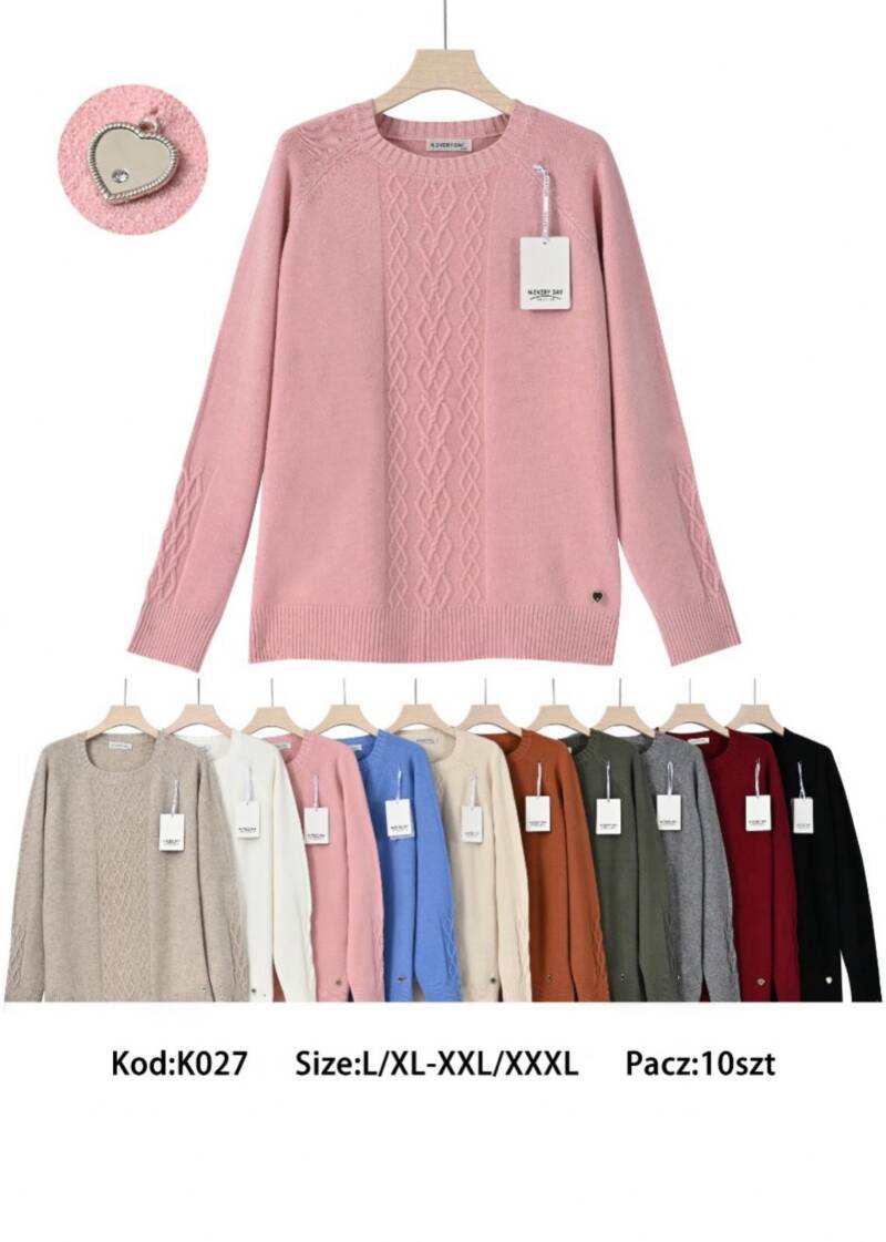 Swetry damskie Roz L-3XL, Mix Kolor .Paczka 10 szt