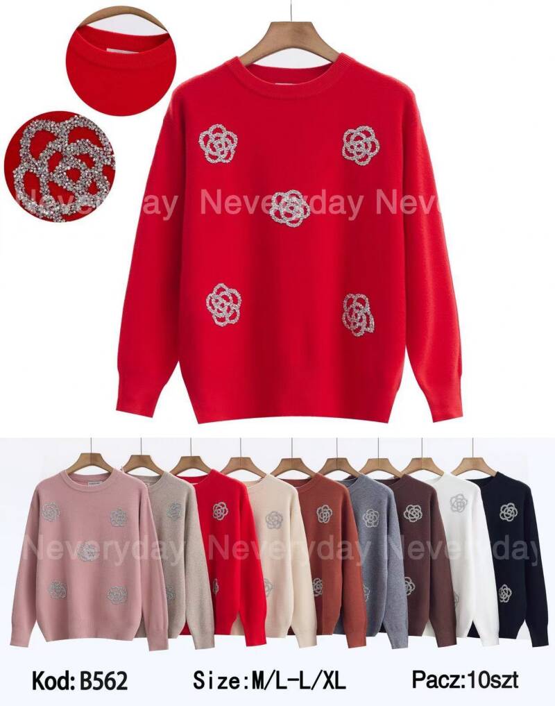 Swetry damskie Roz M/L-L/XL, Mix Kolor .Paczka 10 szt