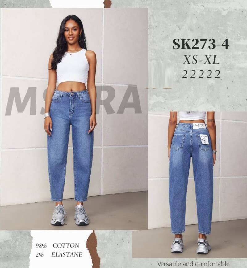 Spodnie damskie jeansy Roz XS-XL, 1 Kolor Paczka 10 szt