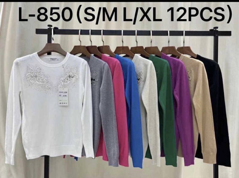 Swetry damskie Roz S/M-L/XL , Mix Kolor .Paczka 12 szt