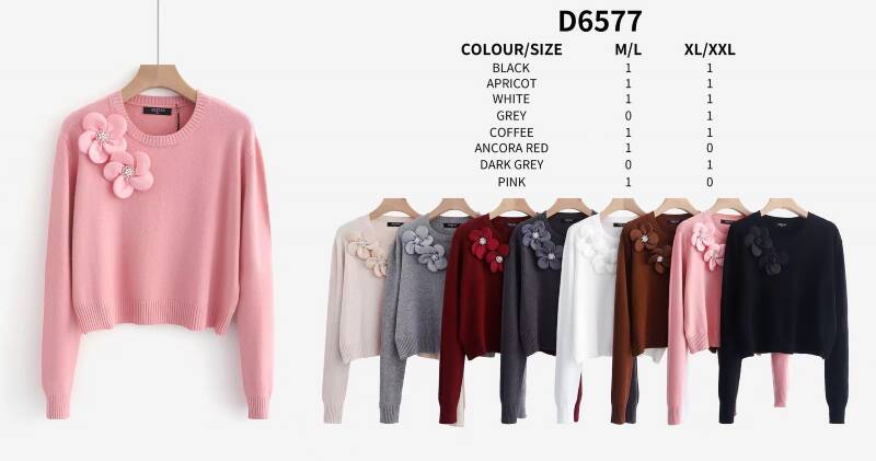 Swetry damskie Roz M/L-XL/2XL , Mix Kolor .Paczka 12 szt