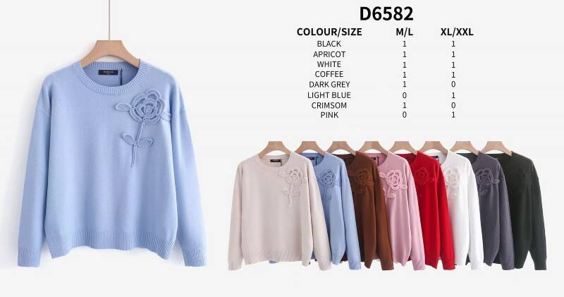 Swetry damskie Roz M/L-XL/2XL , Mix Kolor .Paczka 12 szt