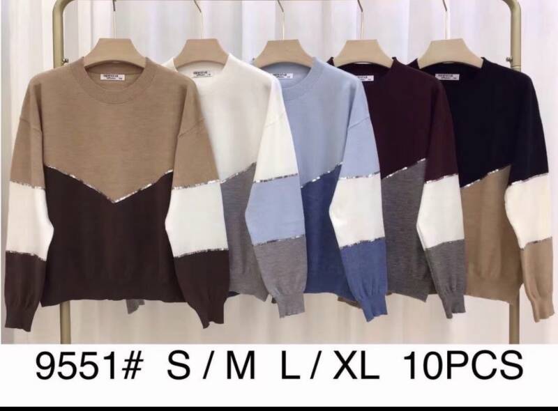 Swetry damskie Roz S/M-L/XL , Mix Kolor .Paczka 10 szt