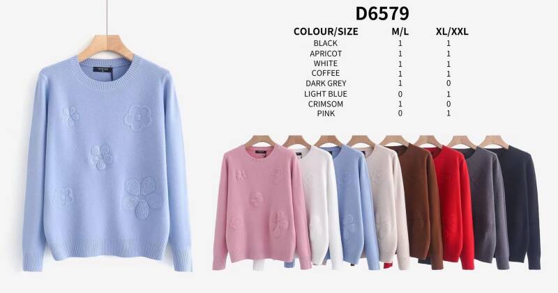 Swetry damskie Roz M/L-XL/2XL , Mix Kolor .Paczka 12 szt