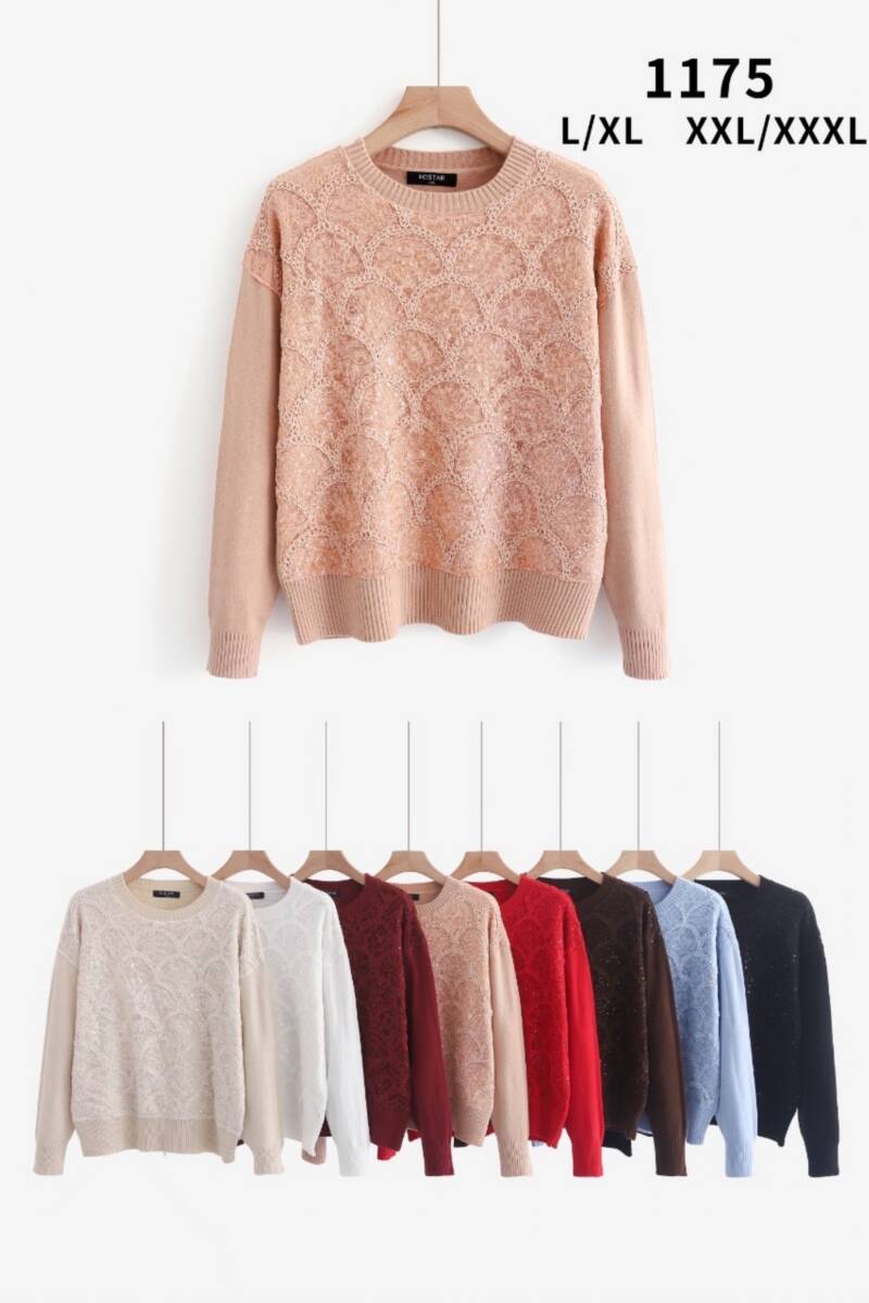 Swetry damskie Roz L-3XL, Mix Kolor .Paczka 10 szt