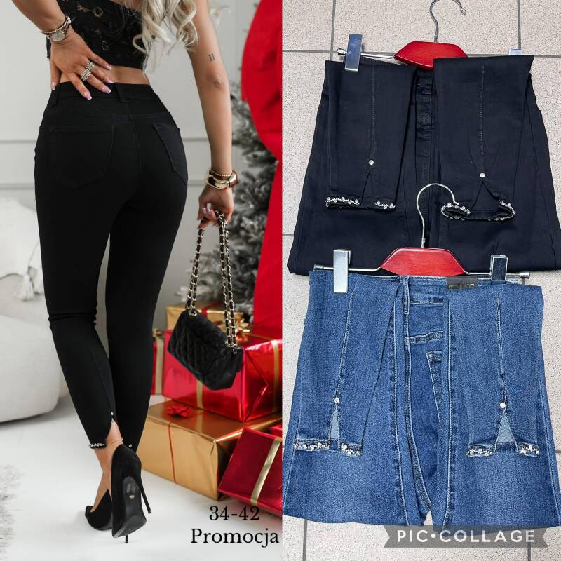 Spodnie damskie jeansy Roz 34-42, 1 Kolor Paczka 12 szt