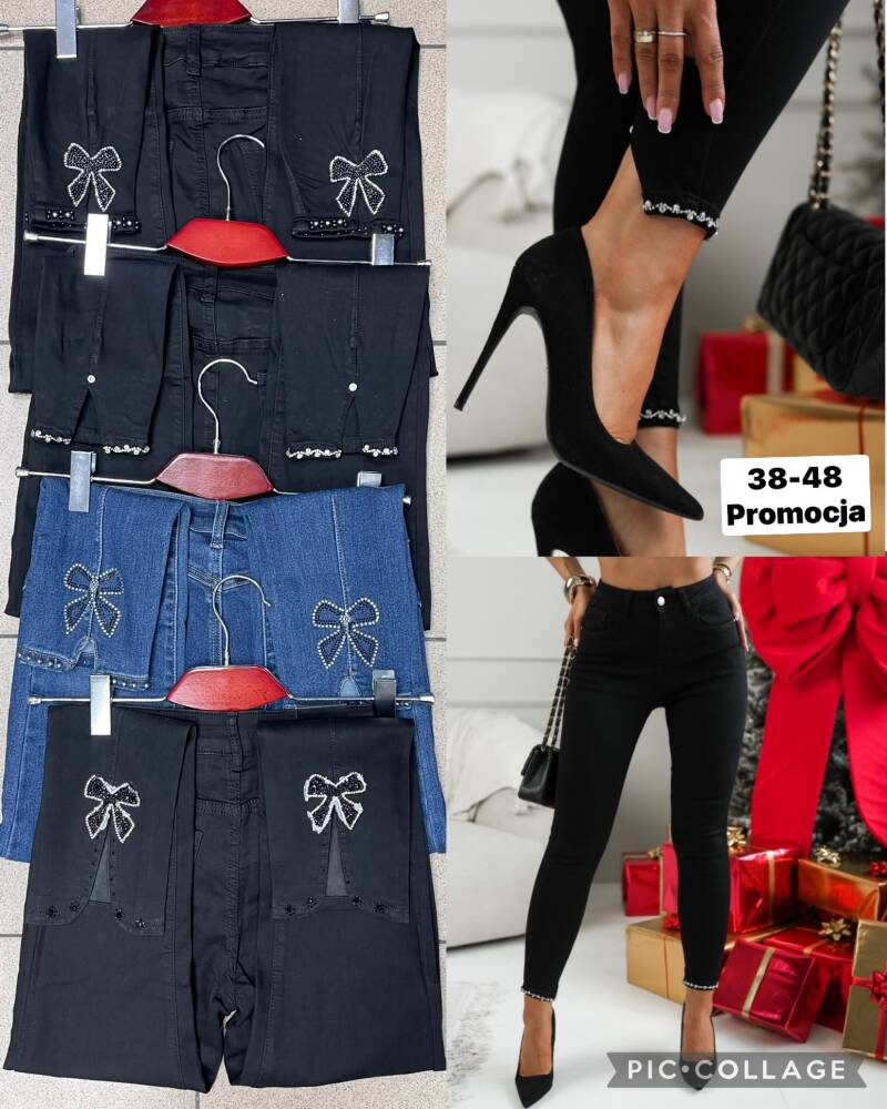 Spodnie damskie jeansy Roz 38-48, 1 Kolor Paczka 12 szt