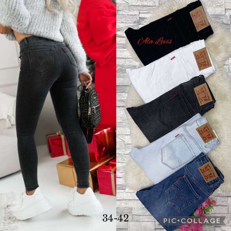 Spodnie damskie jeansy Roz 34-42, 1 Kolor Paczka 10 szt