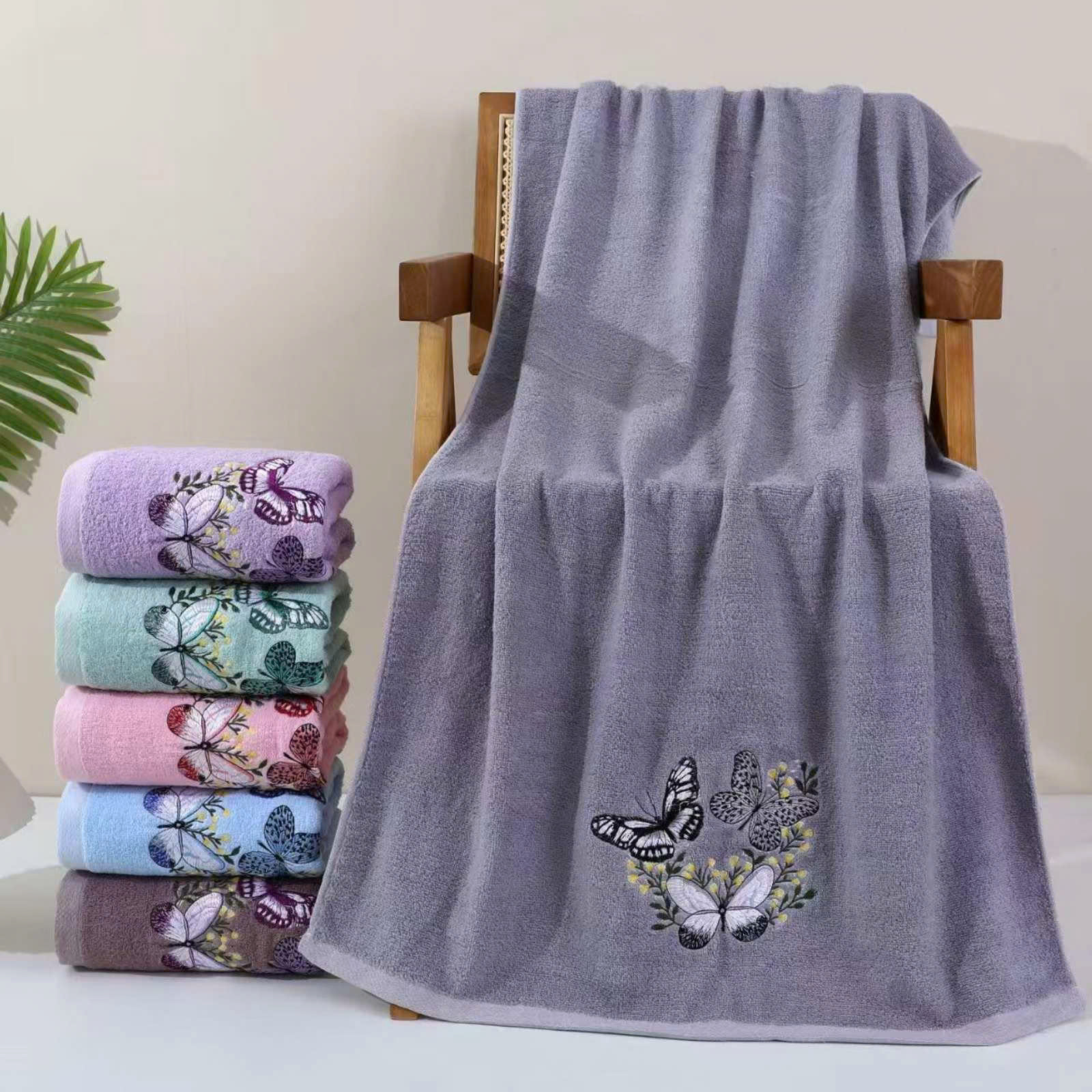 Ręczniki Bawełna, ręczniki z haftem motylem Roz 70 x 140, Mix kolorów Paczka 12 szt 1