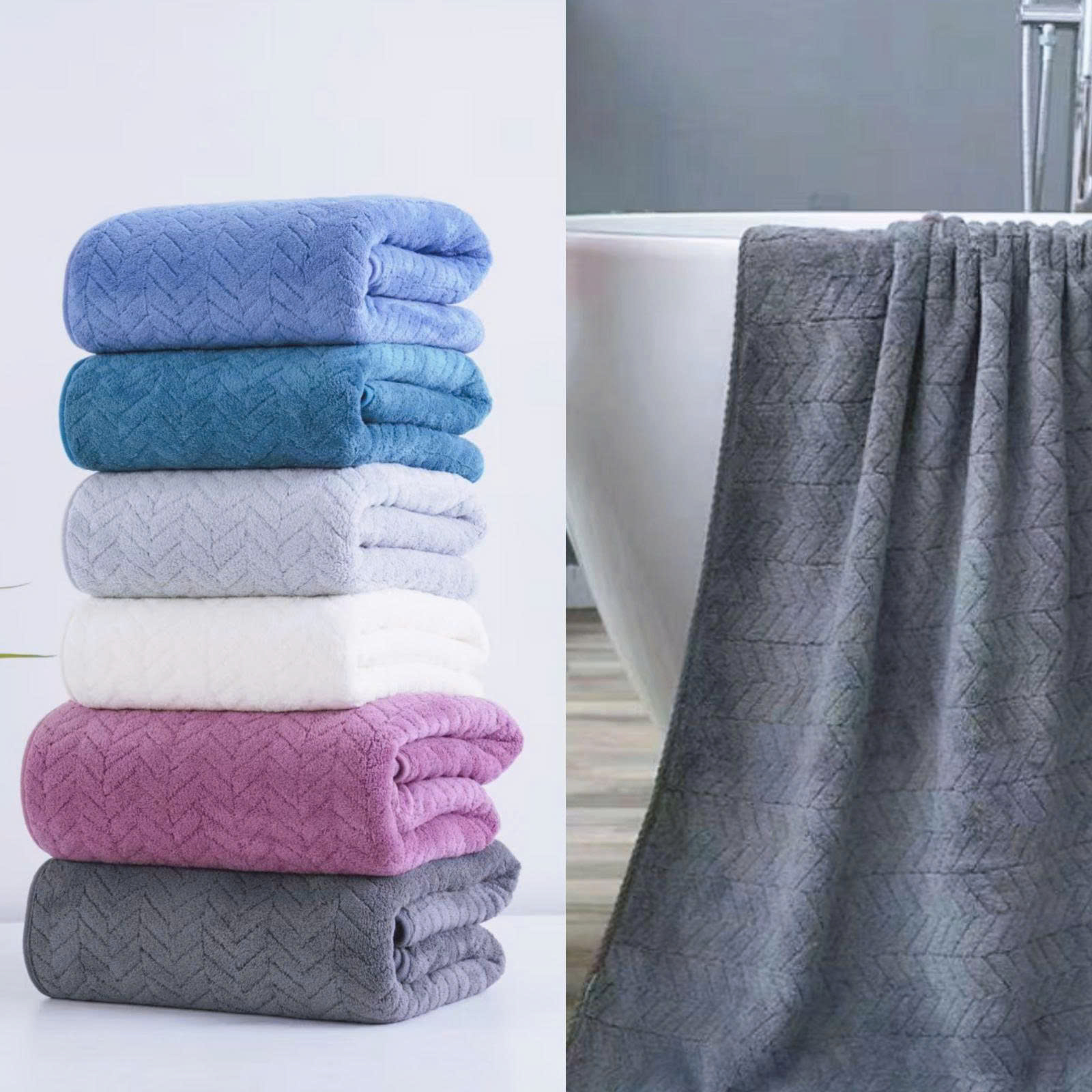 Ręczniki mikrofibra z tłoczenia Roz 35 x 75, Mix kolorów Paczka 12 szt