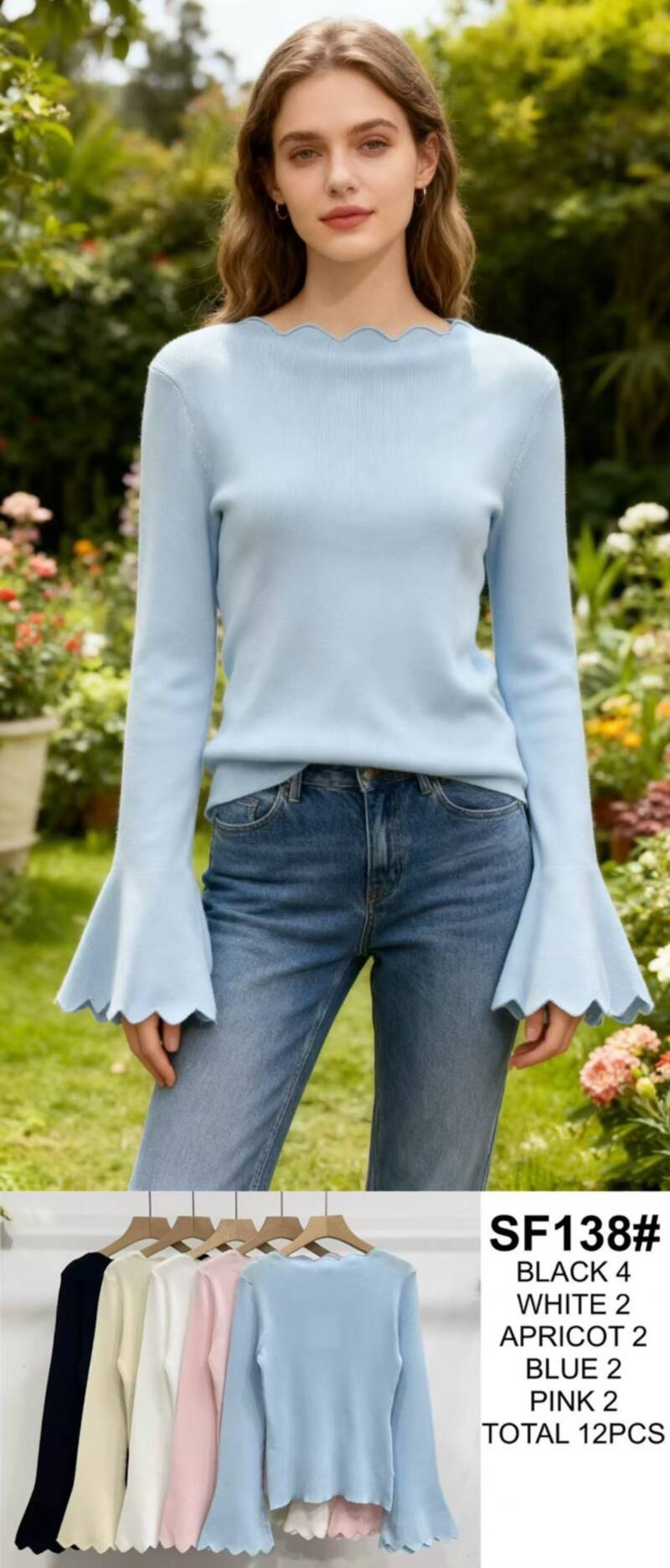 Bluzki damskie Roz Standard, Mix Kolor Paczka 12 szt 1