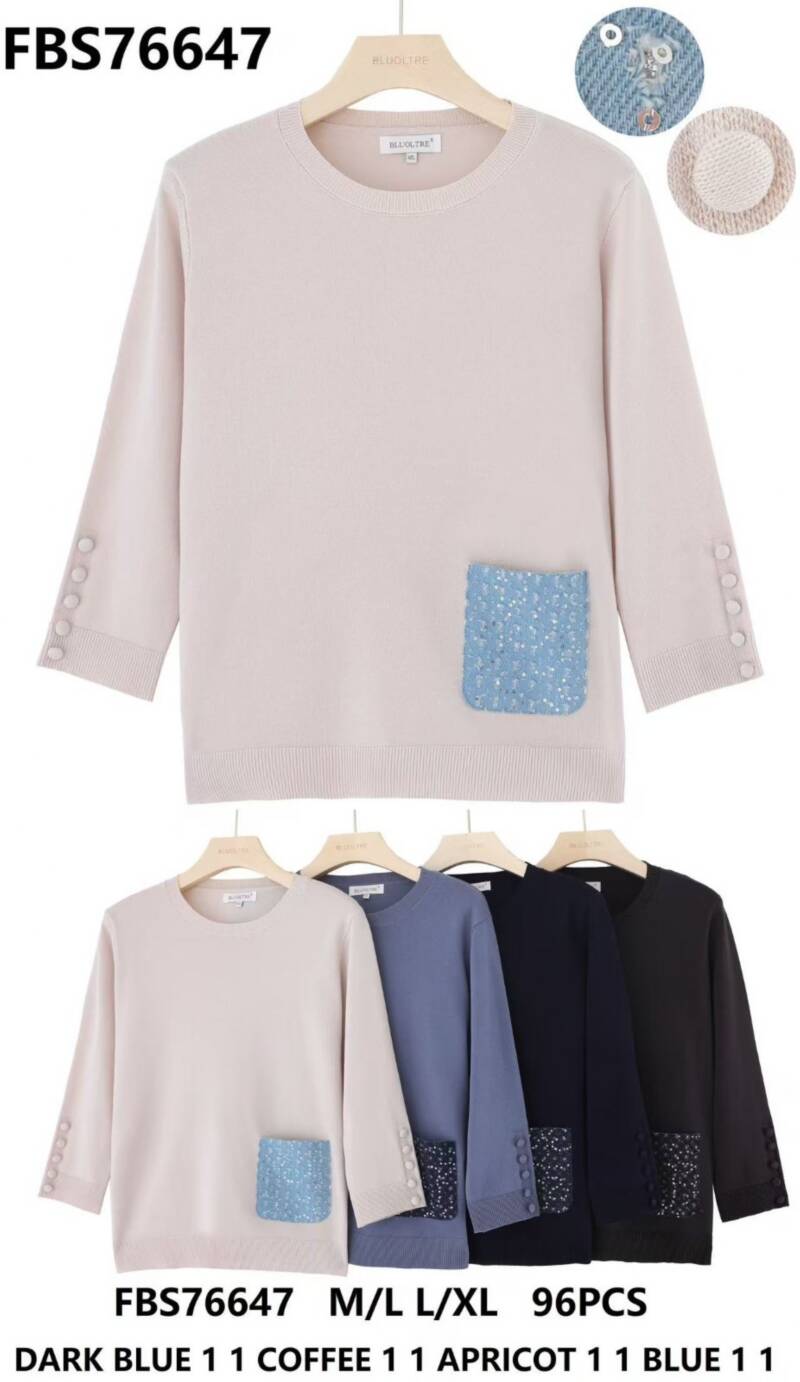 Bluzka damskie (Francja produkt) Roz S/M-L/XL , Mix Kolor .Paczka 8 szt