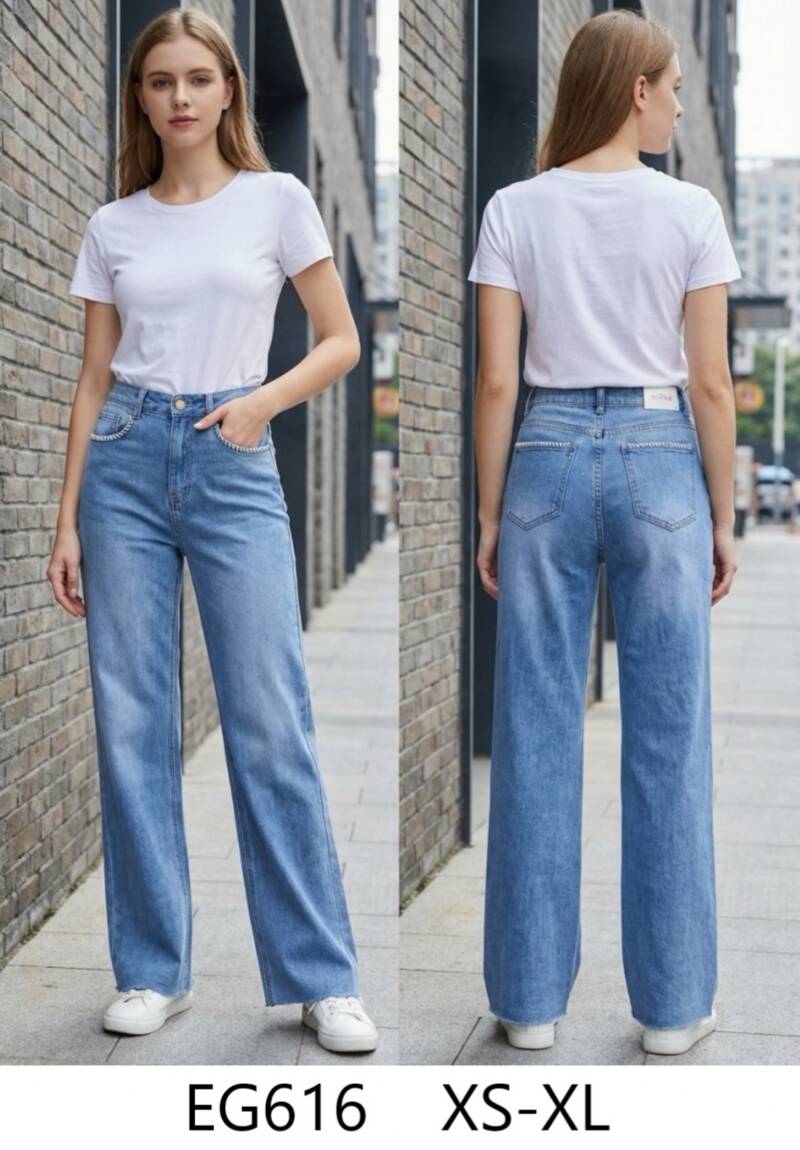 Spodnie damskie jeansy Roz XS-XL, 1 Kolor Paczka 12 szt