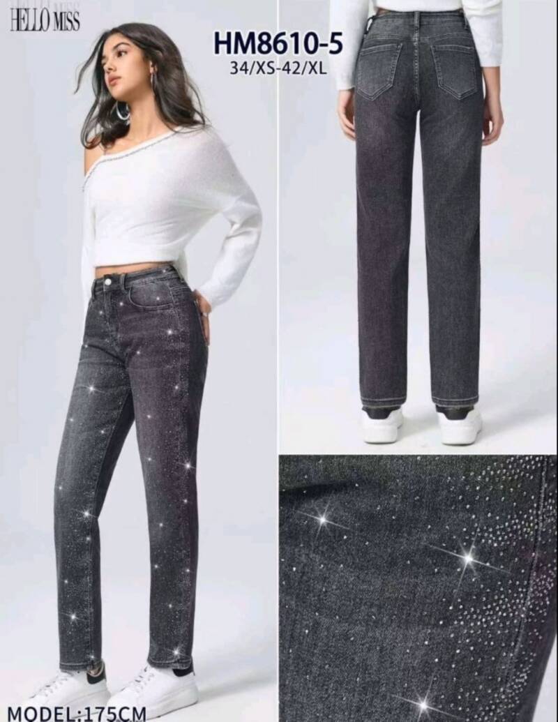 Spodnie damskie jeansy Roz XS-XL, 1 Kolor Paczka 10 szt