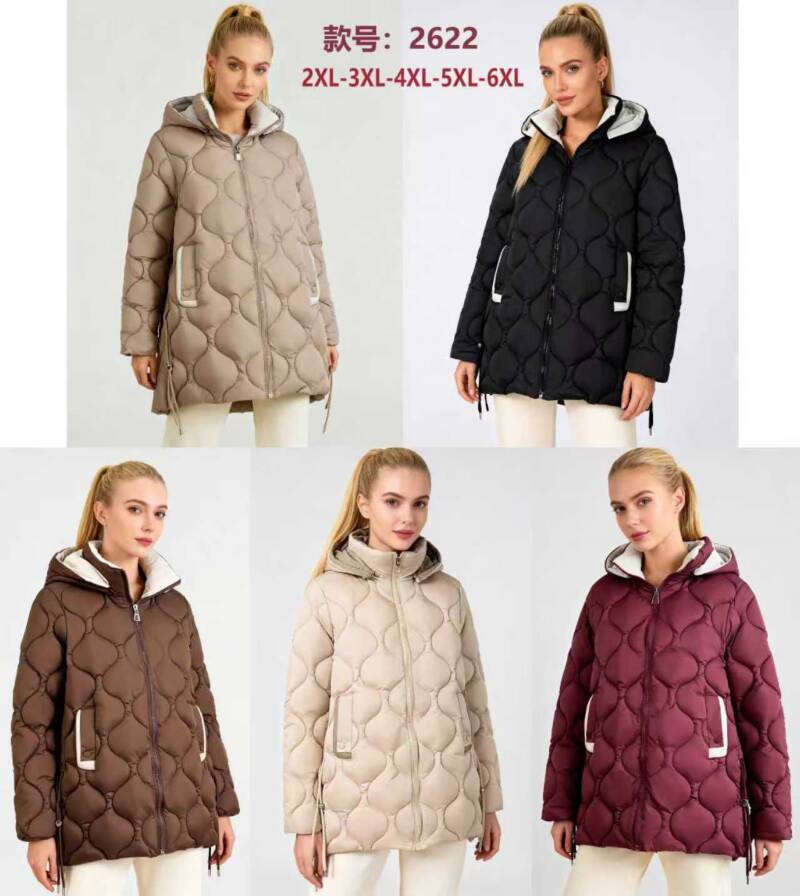 Kurtki damskie zimowe  Roz 2XL-6XL, Mix Kolor .Paczka 5 szt 1