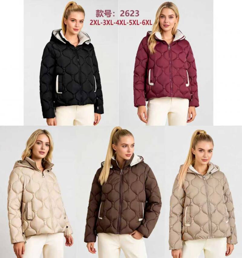 Kurtki damskie zimowe Roz 2XL-6XL, Mix Kolor .Paczka 5 szt