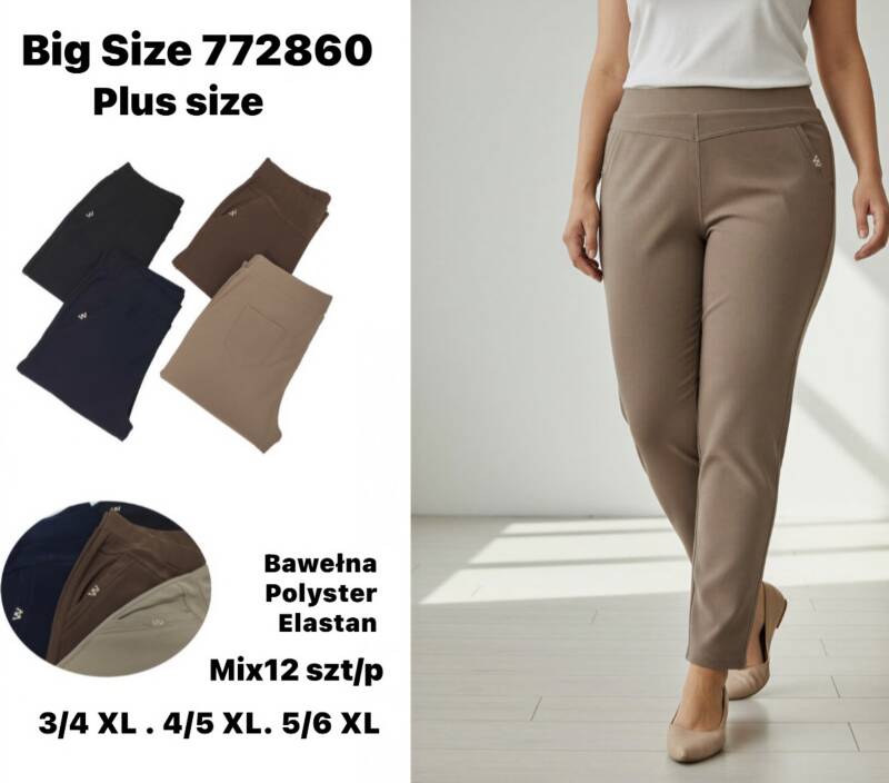 Spodnie duże rozmiary damskie Roz 3XL-6XL, Mix Kolor Paczka 12 szt