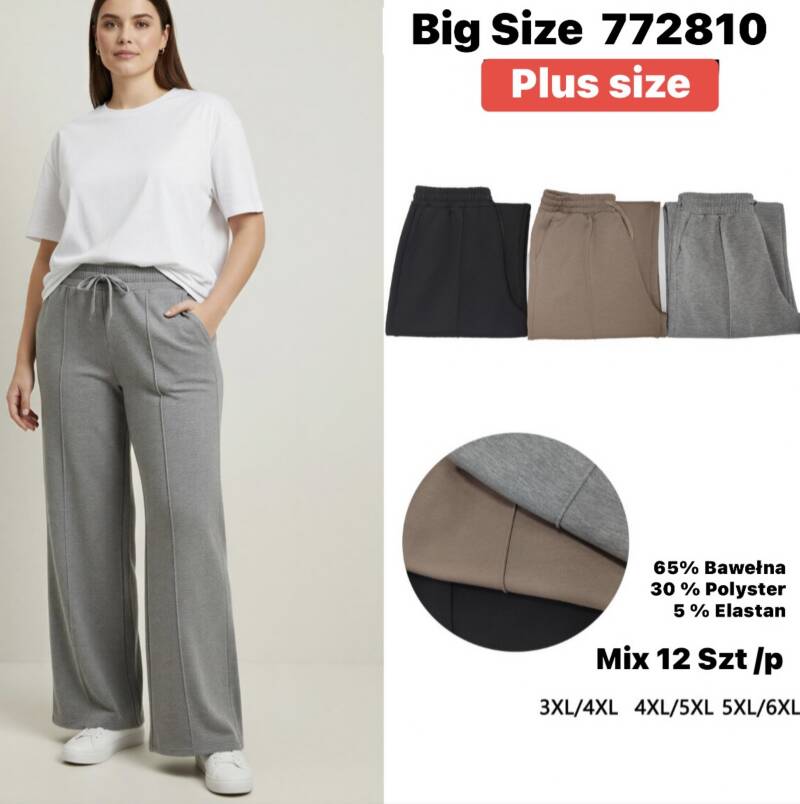 Spodnie duże rozmiary damskie Roz 3XL-6XL, Mix Kolor Paczka 12 szt