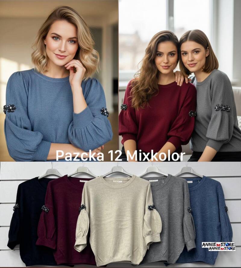 Bluzki damskie (Włoskie produkt) Roz Standard, Mix Kolor Paczka 12 szt