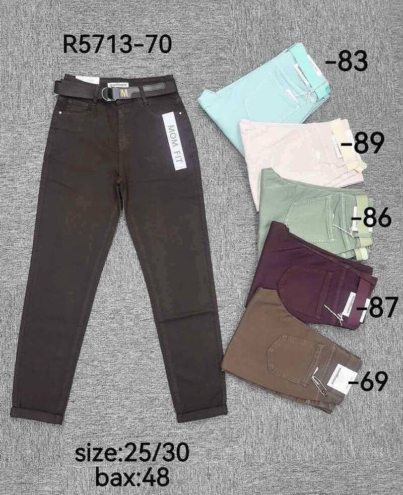 Spodnie damskie jeansy Roz 25-30, 1 Kolor Paczka 12 szt