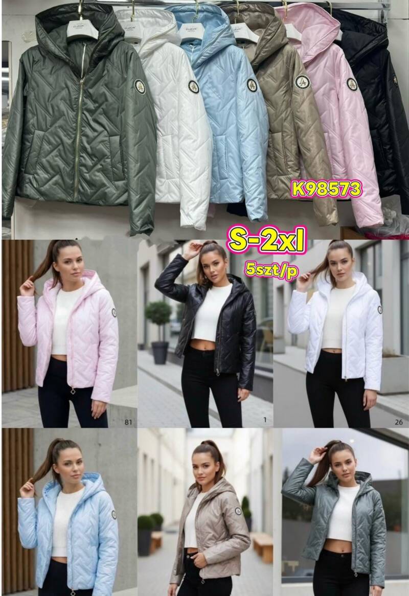 Kurtki damskie zimowe Roz S-2XL, Mix Kolor .Paczka 5 szt 1