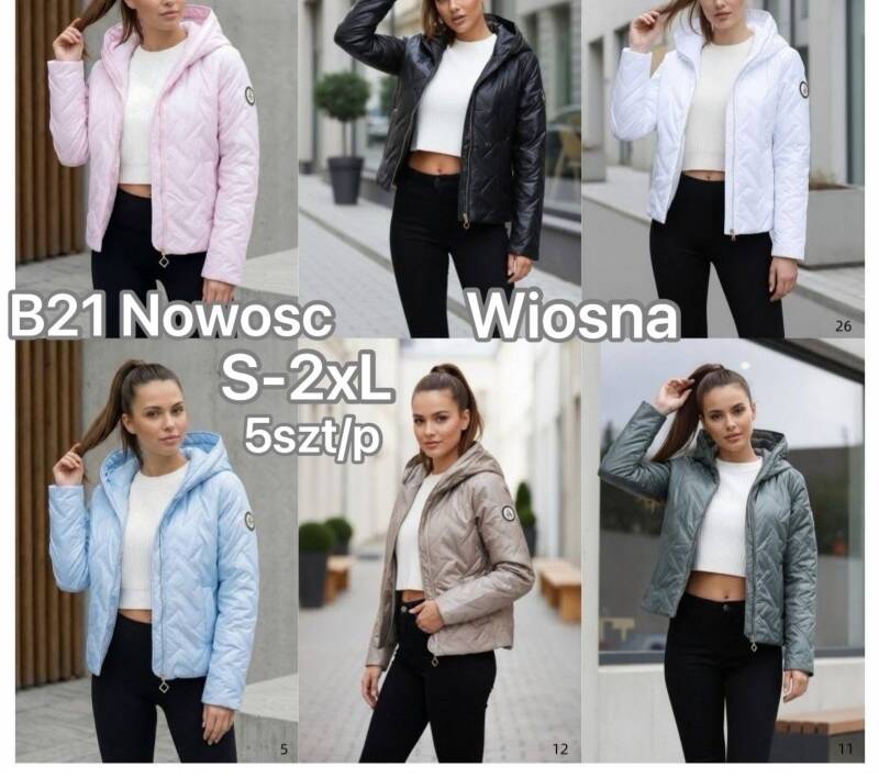 Kurtki damskie zimowe Roz S-2XL, Mix Kolor .Paczka 5 szt
