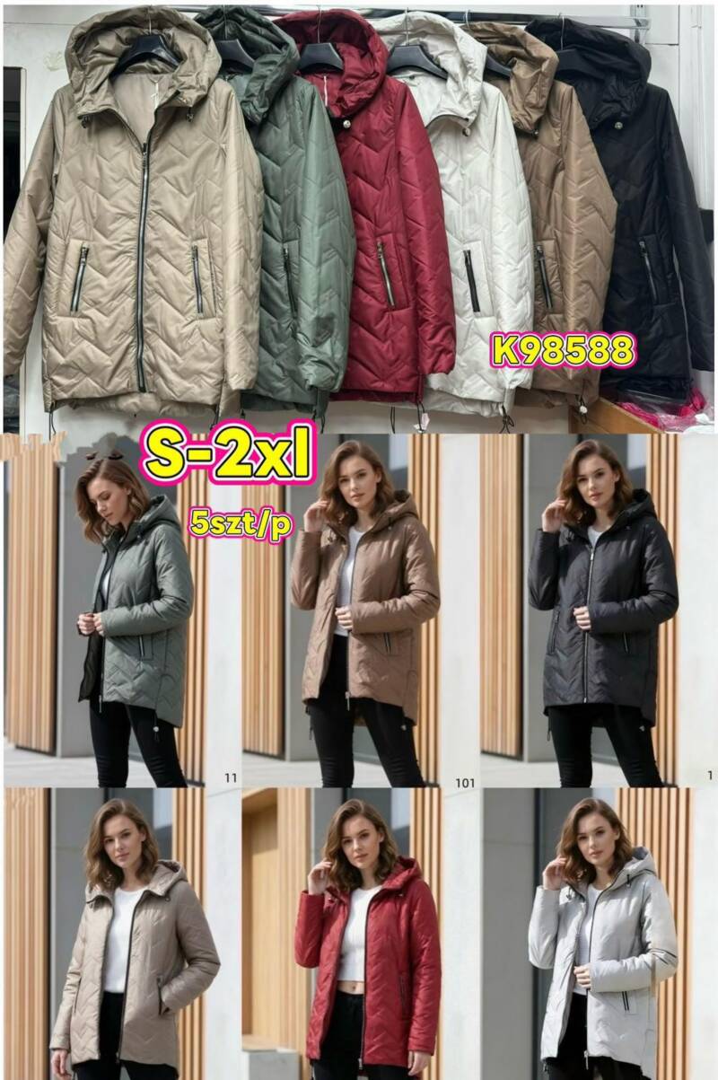 Kurtki damskie zimowe Roz S-2XL, Mix Kolor .Paczka 5 szt 1