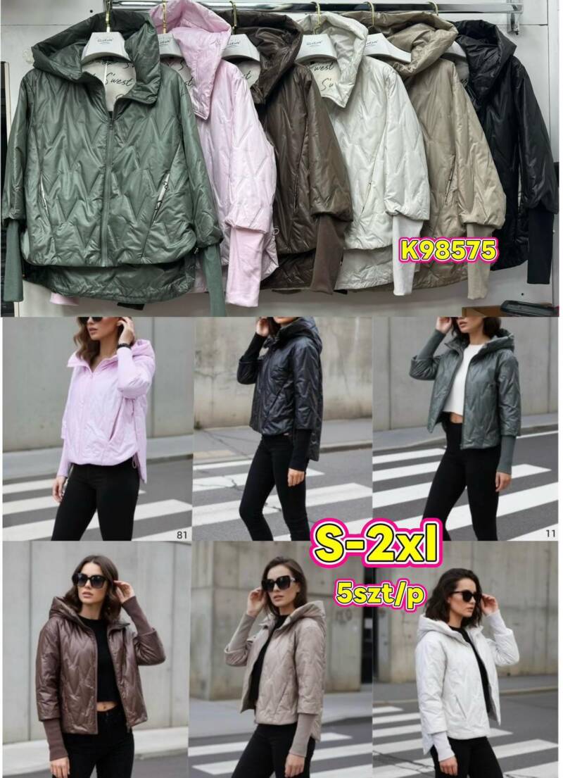 Kurtki damskie zimowe Roz S-2XL, Mix Kolor .Paczka 5 szt