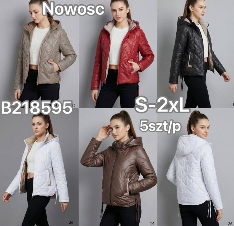 Kurtki damskie zimowe Roz S-2XL, Mix Kolor .Paczka 5 szt