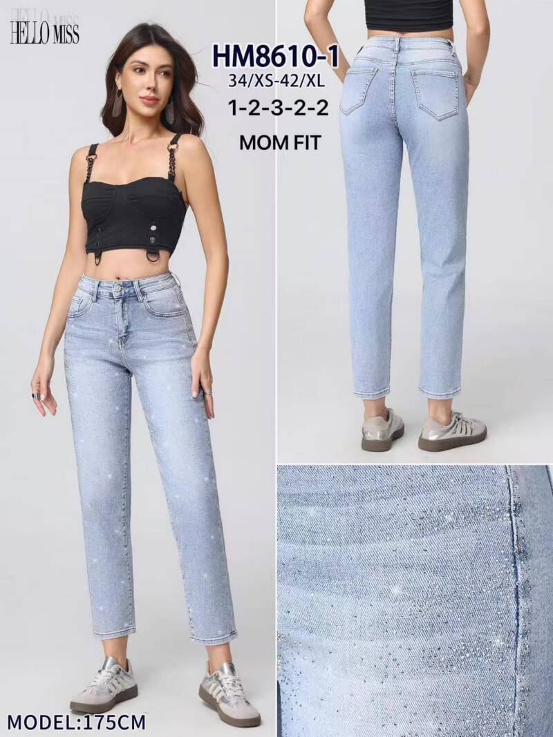 Spodnie damskie jeansy Roz XS-XL, 1 Kolor Paczka 10 szt