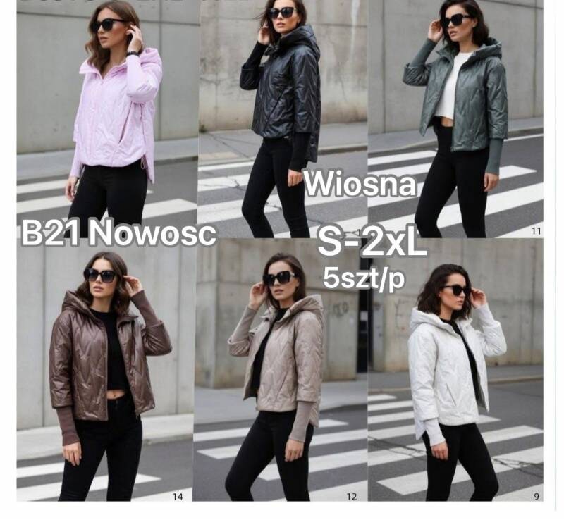 Kurtki damskie zimowe Roz S-2XL, Mix Kolor .Paczka 5 szt