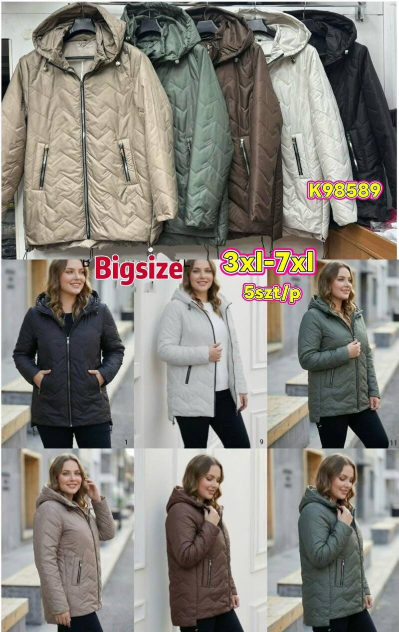 Kurtki damskie zimowe Roz 3XL-7XL, Mix Kolor .Paczka 5 szt