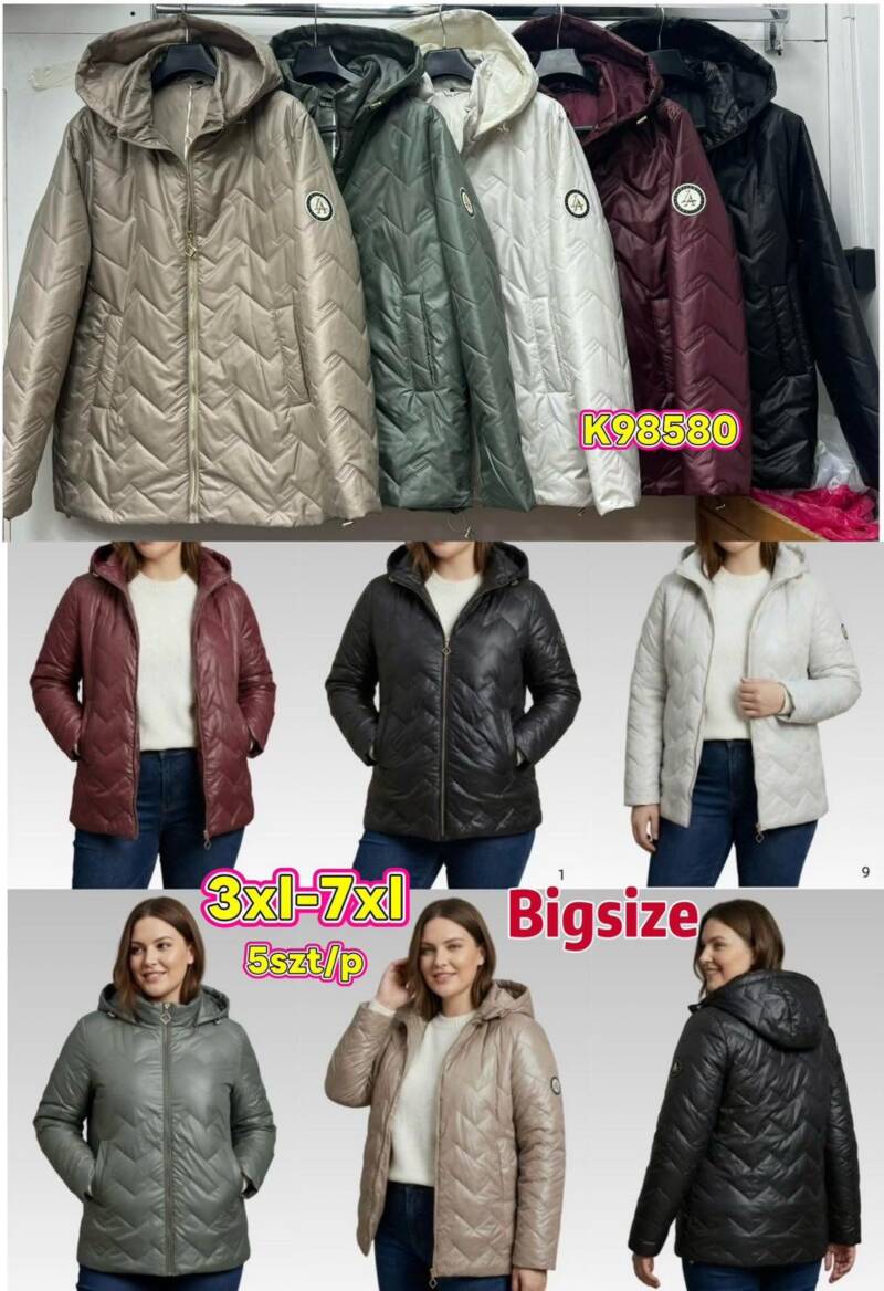 Kurtki damskie zimowe Roz 3XL-7XL, Mix Kolor .Paczka 5 szt 1