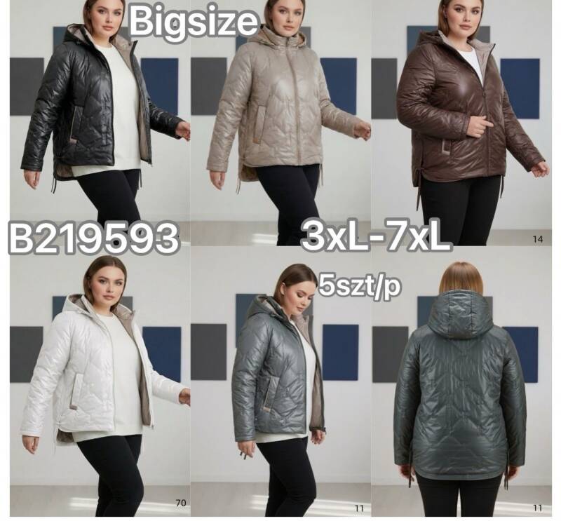 Kurtki damskie zimowe Roz 3XL-7XL, Mix Kolor .Paczka 5 szt 1