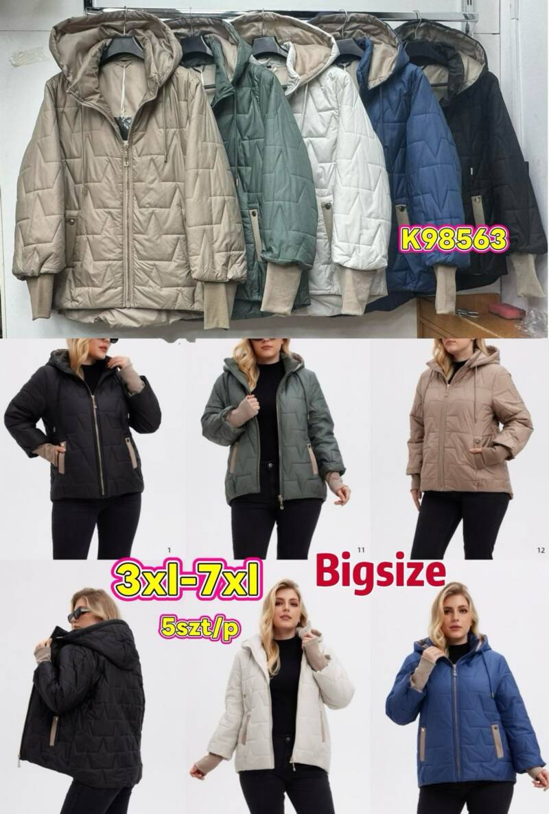 Kurtki damskie zimowe Roz 3XL-7XL, Mix Kolor .Paczka 5 szt 1