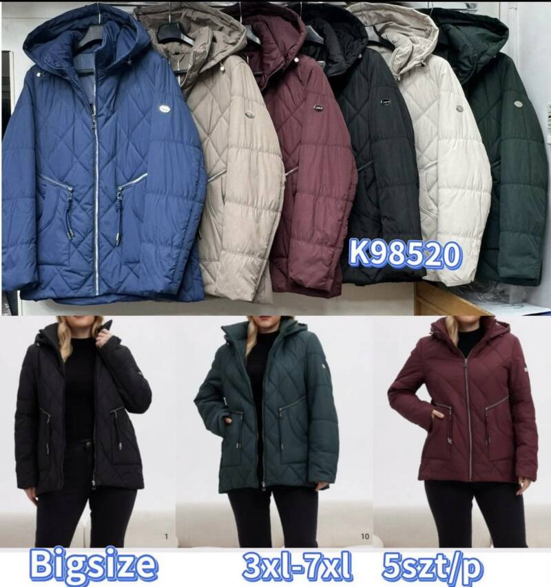 Kurtki damskie zimowe Roz 3XL-7XL, Mix Kolor .Paczka 5 szt 1