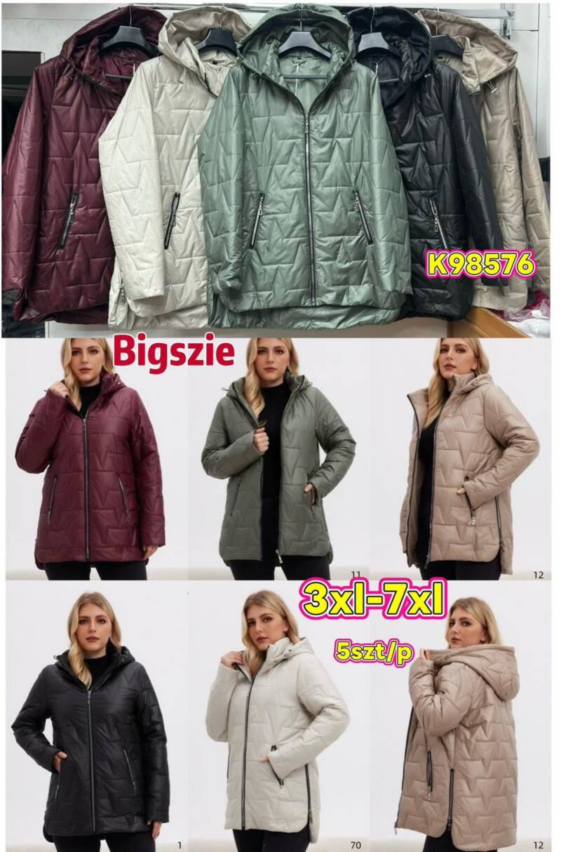 Kurtki damskie zimowe Roz 3XL-7XL, Mix Kolor .Paczka 5 szt 1