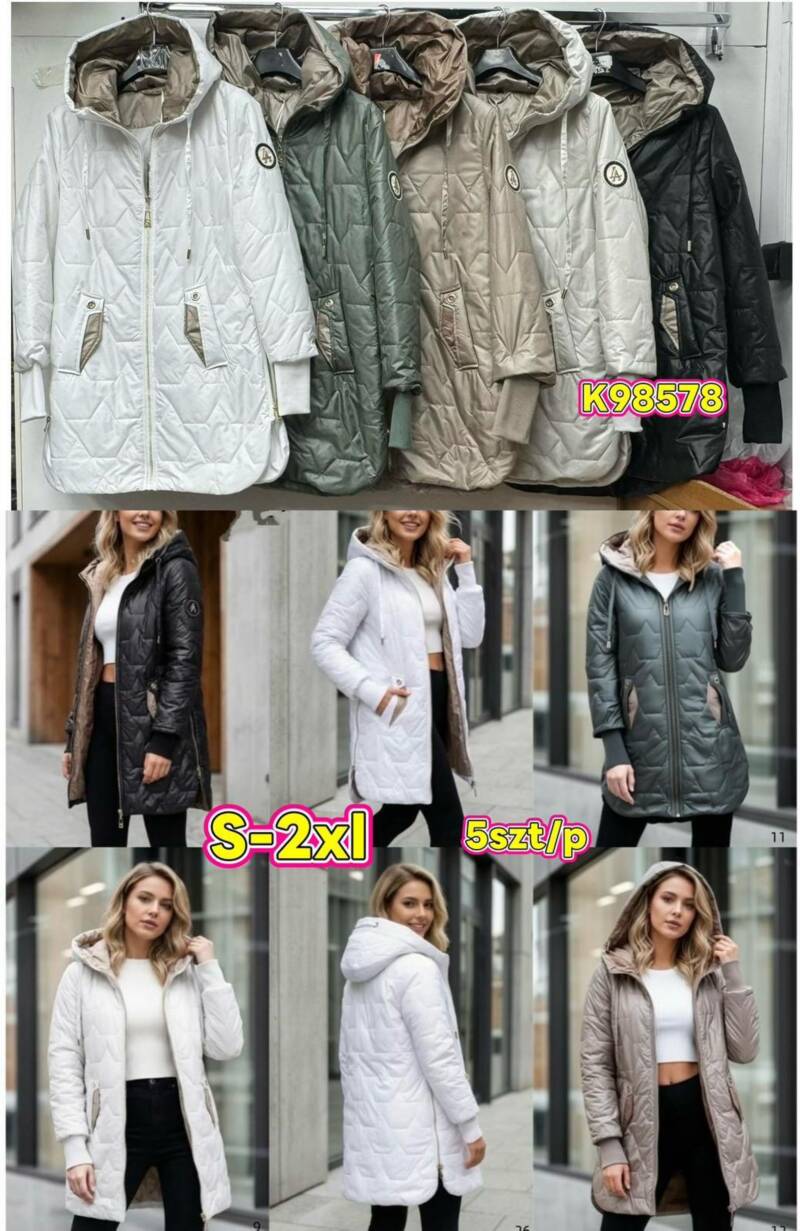 Kurtki damskie zimowe Roz S-2XL, Mix Kolor .Paczka 5 szt 1