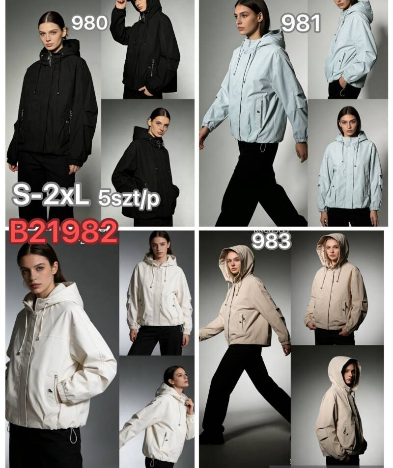 Kurtki damskie cienki Roz S-2XL, Mix Kolor .Paczka 5 szt