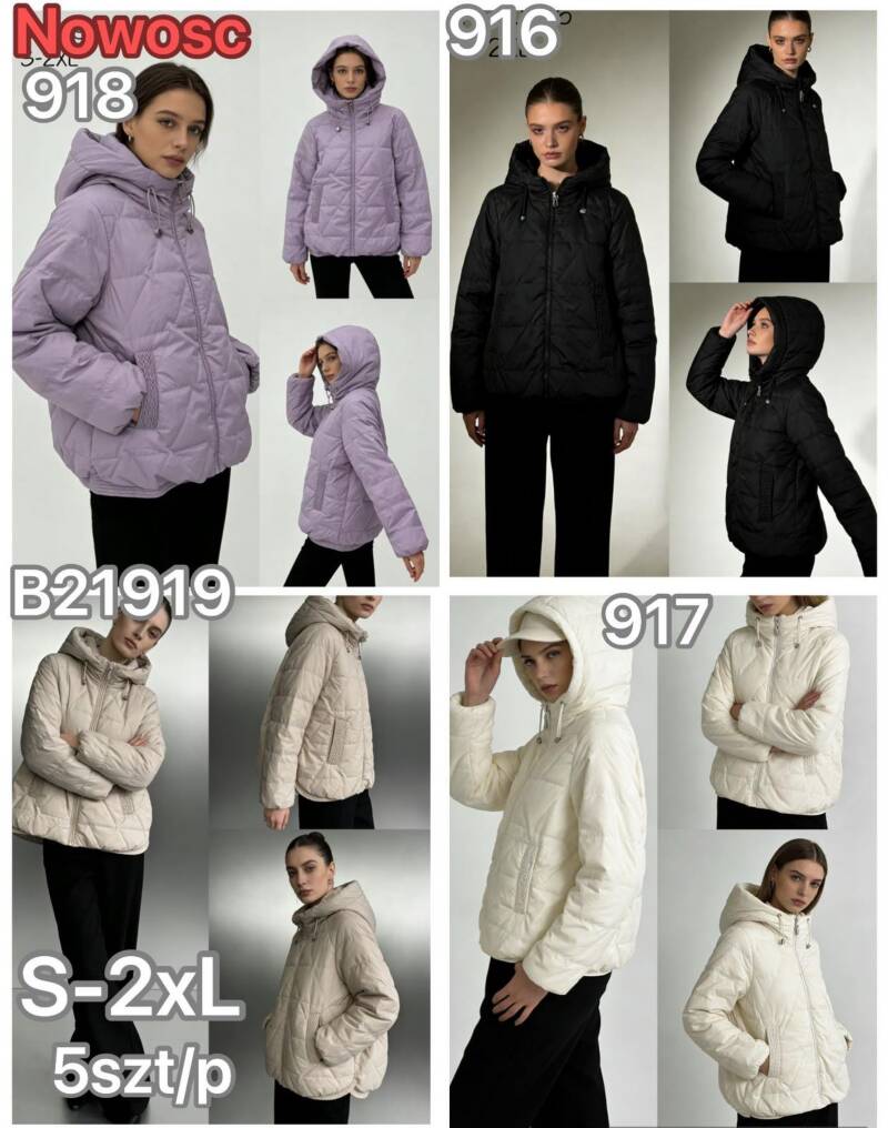 Kurtki damskie zimowe Roz S-2XL, Mix Kolor .Paczka 5 szt 1