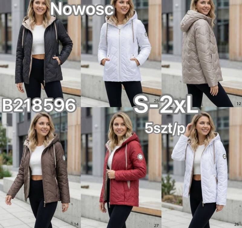 Kurtki damskie zimowe Roz S-2XL, Mix Kolor .Paczka 5 szt 1