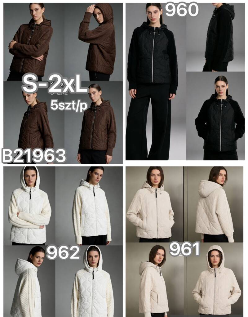 Kurtki damskie zimowe Roz S-2XL, Mix Kolor .Paczka 5 szt 1