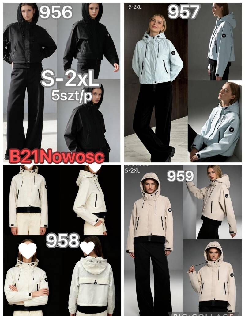 Kurtki damskie cienki Roz S-2XL, Mix Kolor .Paczka 5 szt 1