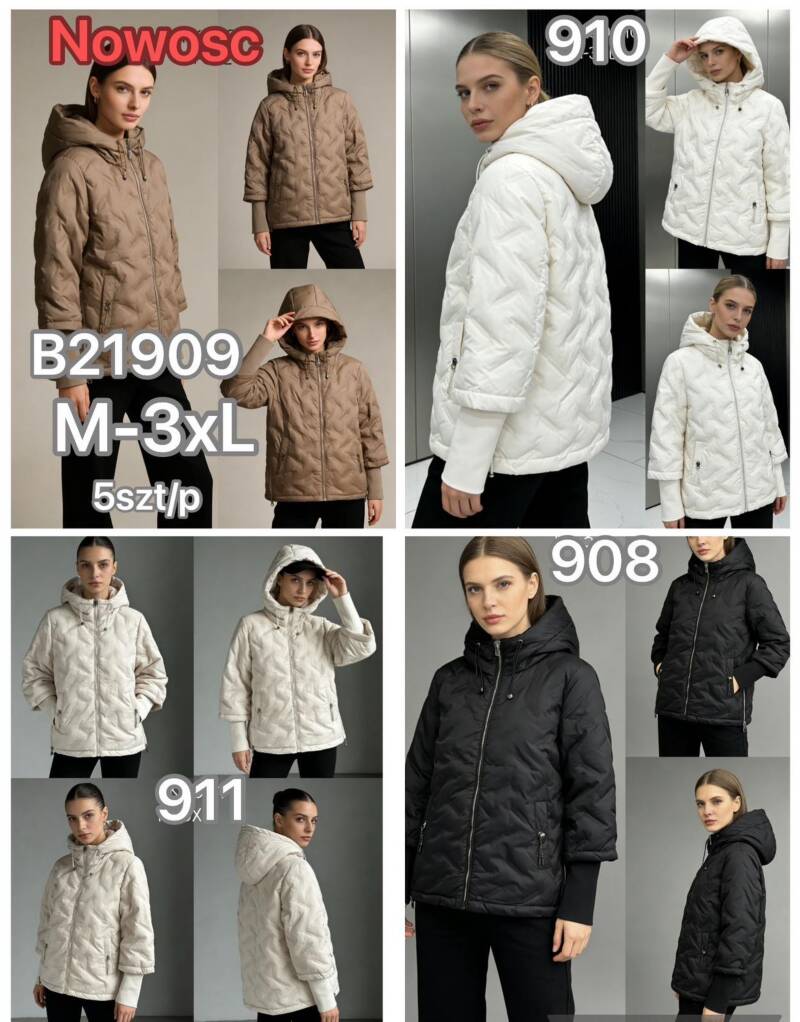 Kurtki damskie zimowe Roz M-3XL, Mix Kolor .Paczka 5 szt
