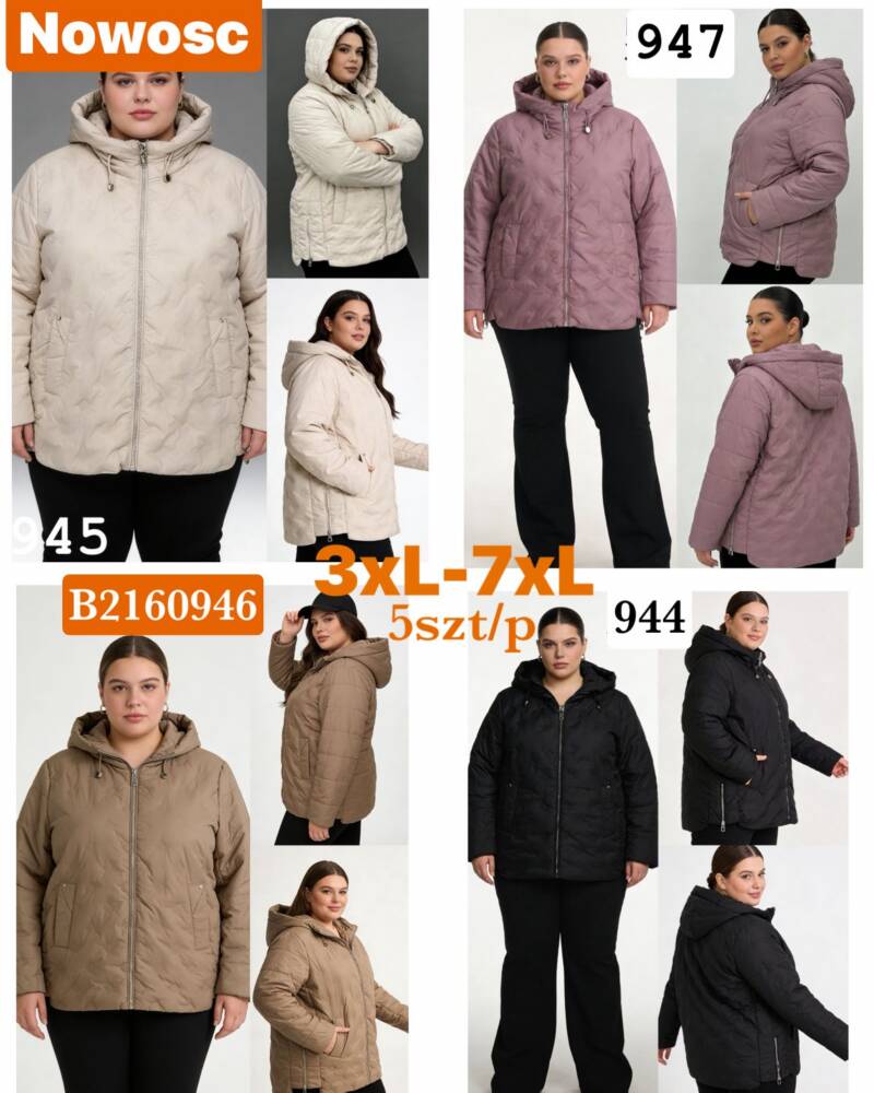 Kurtki damskie zimowe Roz 3XL-7XL, Mix Kolor .Paczka 5 szt