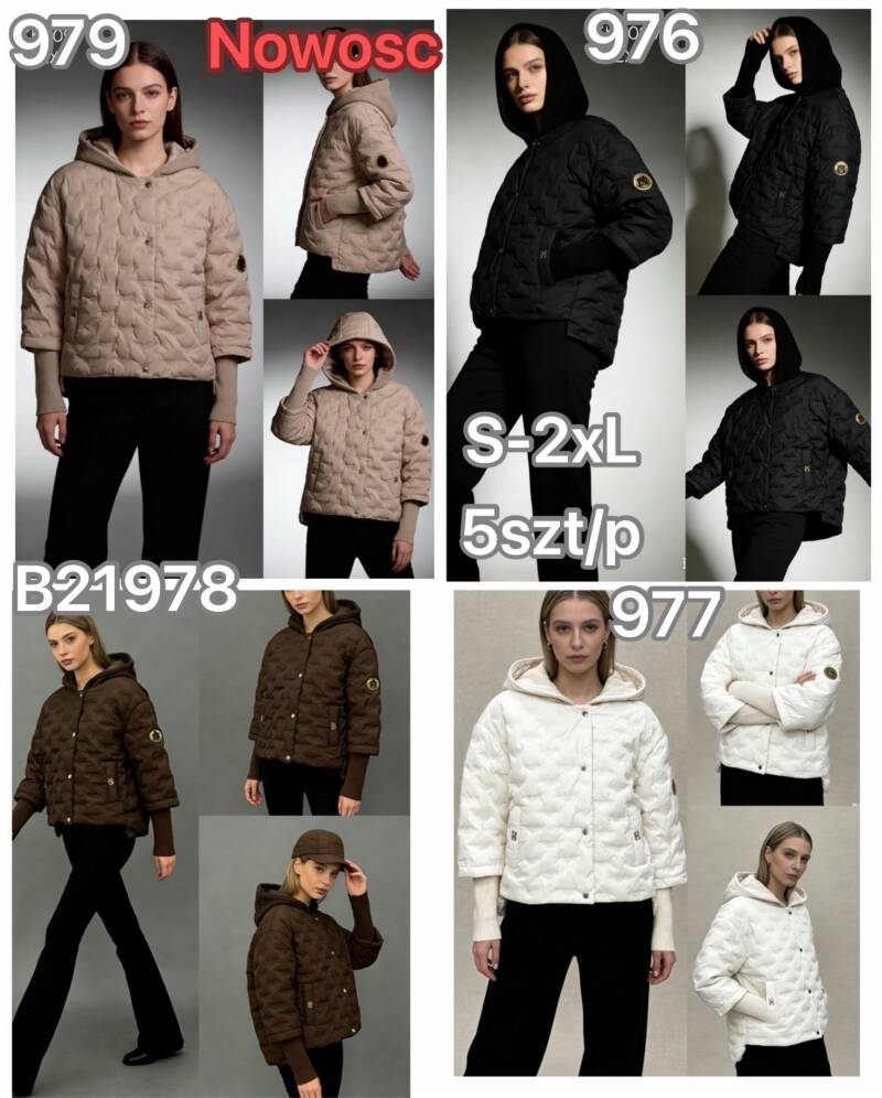 Kurtki damskie zimowe Roz S-2XL, Mix Kolor .Paczka 5 szt